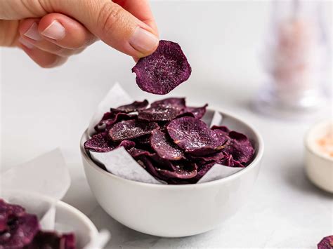 Baked Purple Sweet Potato Chips Foodaciously