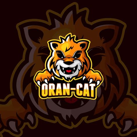 Premium Vector | Orange cat cartoon esport logo