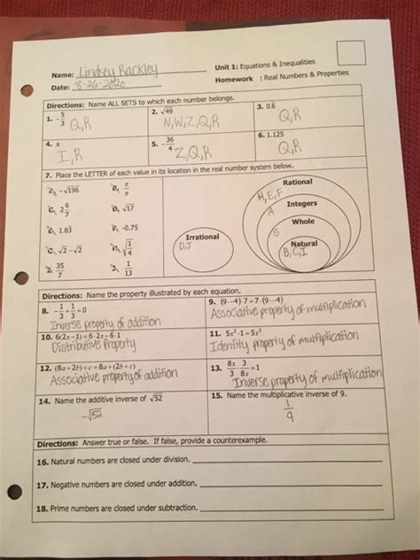 Intro To Inequalities Answer Key