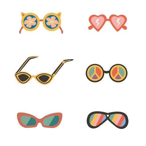 Conjunto De Gafas De Sol Retro Ilustraci N Vectorial Vintage