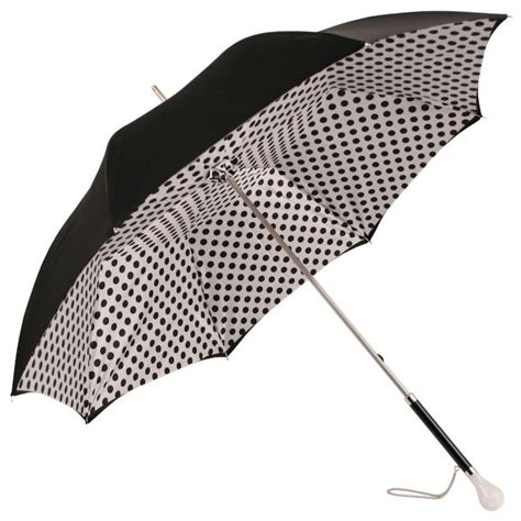 Fantasia Black White Polka Dot Satin Luxury Umbrella By Pasotti