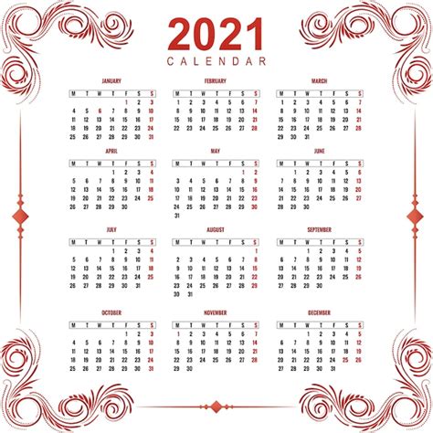 Free Vector | Ornamental floral for calendar 2021 design