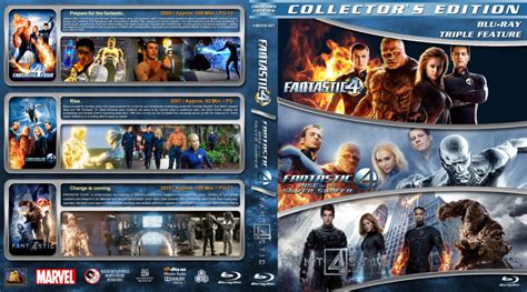 Fantastic 4 Triple Feature Blu Ray Cover 2005 2015 R1 Custom