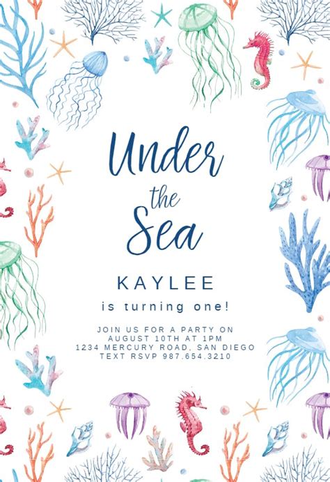 Under The Sea Birthday Invitation Template Free Greetings Island