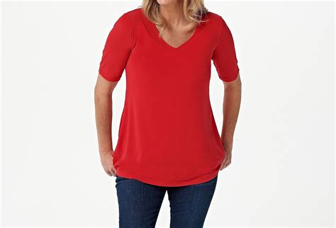 Susan Graver Modern Essentials Regular Liquid Knit Tunic Red Medium Ebay