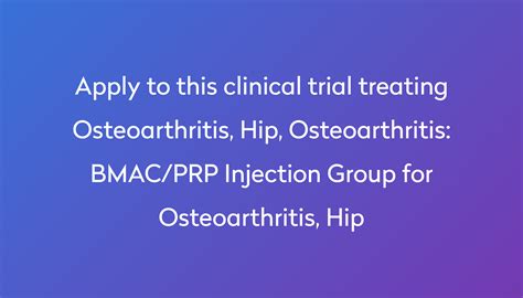 Bmacprp Injection Group For Osteoarthritis Hip Clinical Trial 2022 Power