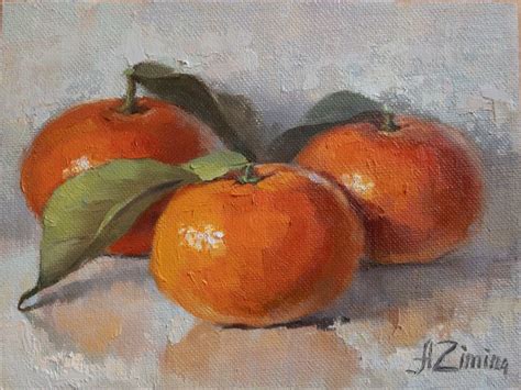 Tangerines Painting Small Oil Painting Still Life Fruit Painting For