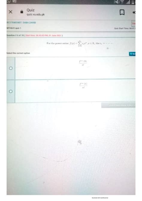 Mth631 Quiz 1file Solved Quiz Real Analysis Ii Studocu