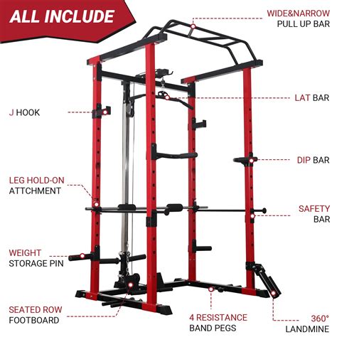 Er Kang Power Cage With Lat Pulldown System 1200lb Capacity Weight Cage Squat Rack Home Gym