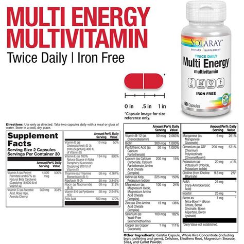ソラレー マルチエネルギー マルチビタミン 60粒 カプセル Solaray Multi Energy Mu SO 04744 米国