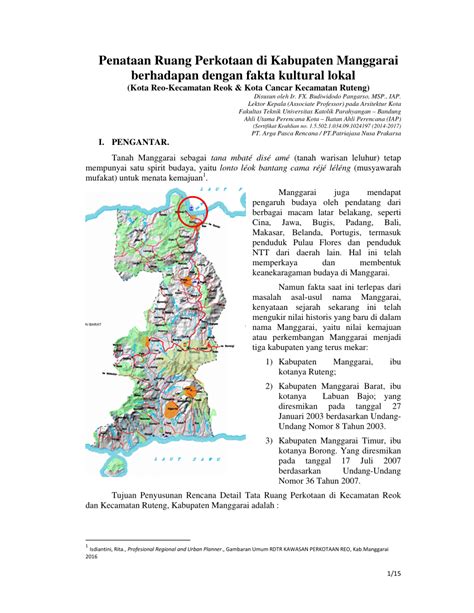 Pdf Penataan Ruang Perkotaan Di Kabupaten Manggarai Berhadapan Dengan