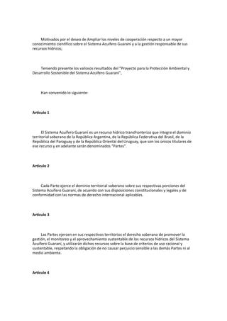 Acuerdo Sobre El Acu Fero Guarani Pdf