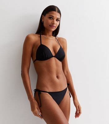 Black Tie Side Bikini Bottoms New Look