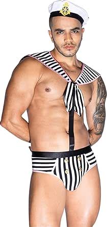 Amazon Sipumia Mens Drillmaster Seaman Police Man Cosplay Costume Tuxedo Sexy Lingerie Set