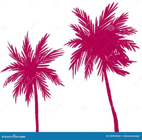 Coconut Palm Tree Silhouette Tropical Sunset Paradise Doodle