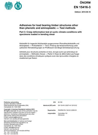 Onorm En Adhesives For Load Bearing Timber Structures