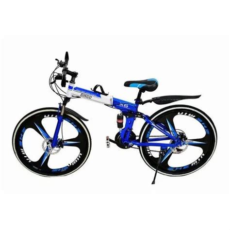 Memronics Carbon Steel Blue White Imported 21 Gears Foldable Cycle