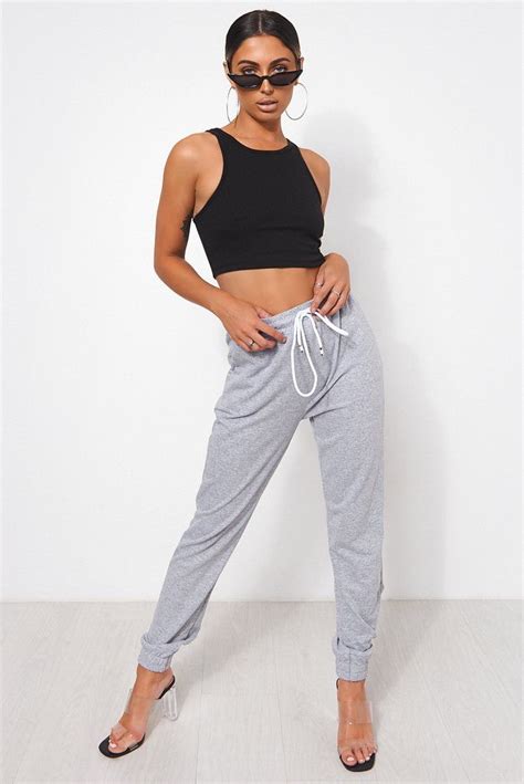 Grey Slim Fit Jersey Joggers Slim Fit Lounge Wear Grey Joggers