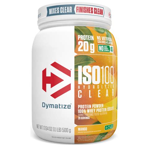 NEW Dymatize Iso100 Clear 100 Whey Isolate Protein Powder Mango 20g