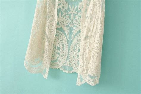 White Short Sleeve Crochet Net Lace Cardigan Shein Sheinside