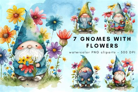 Watercolor Gnomes Bundle Clipart Graphic By Dotsandpixels · Creative