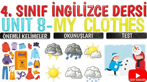 4 SINIF İNGİLİZCE DERSİ 8 ÜNİTE MY CLOTHES ÖNEMLİ KELİMELER