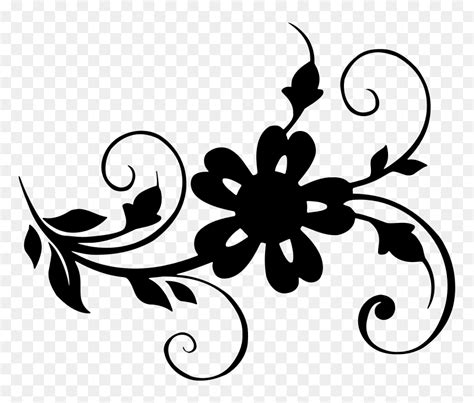 Flower Leaf Clipart Flower With Leaves Clipart Black And White Hd