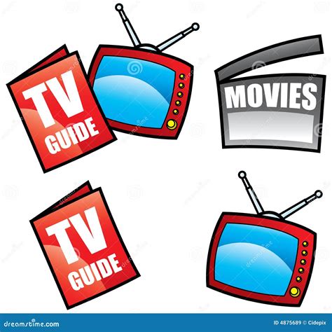 Tv guide and media icons stock vector. Image of film, entertainment ...