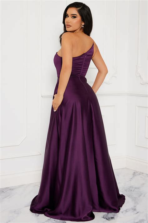 Walking In Satin Maxi Dress Eggplant Fashion Nova Dresses