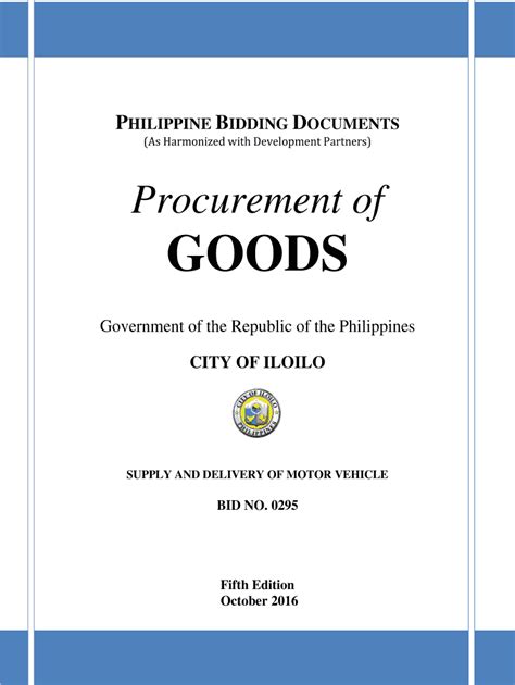 Fillable Online Iloilocity Gov Philippine Bidding Documents DepEd Fax