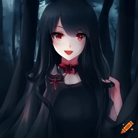 Anime Girl With Black Hair And Red Eyes