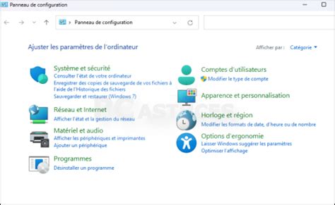 Retrouver Le Panneau De Configuration Windows 11