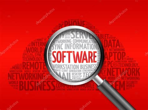 Software Word Cloud With Magnifying Glass Stock Photo By Dizanna