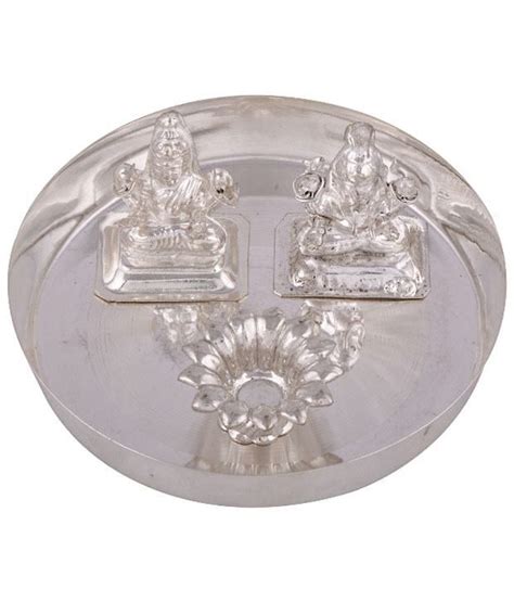 Silver Pooja Thali Set With Silver Plated Laxmi Ganesh For Diwali Pooja