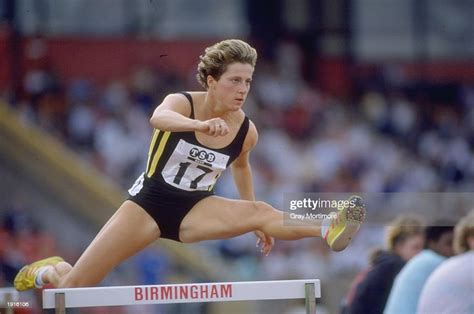 Sally Gunnell Of Great Britain In Action During The 400 Metres Hurdle