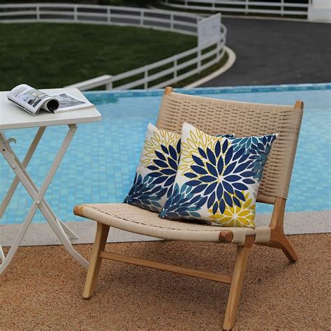 Blue Yellow Flower Pillow Covers 20x20 Inch Set Of 2 Outdoor Throw Pillows Outdoor Waterproof