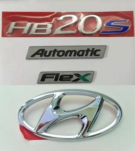 Emblemas Hb20s Automatic Flex Logo Hyundai kit 4 Pçs Frete grátis