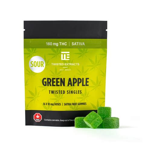 Twisted Extracts Sour Green Apple Twisted Singles Sativa 160mg Thc