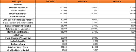 Compte De R Sultat Diff Rentiel Mod Le Excel