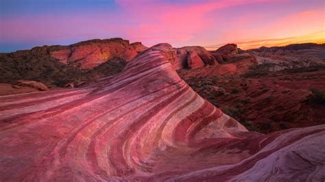 Wallpaper Nature Landscape Pink Canyon Rocks Clouds Sunset