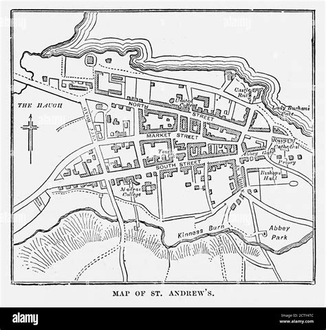 Map of the City of St. Andrew’s, Scotland Victorian Engraving, 1840 ...