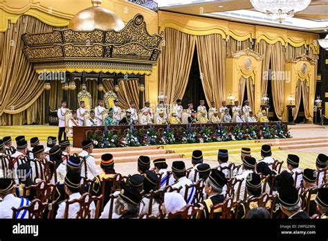 Sultan Of Johor Sultan Ibrahim Iskandar Center Sits During The Oath