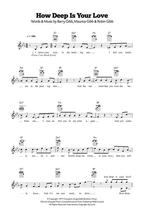 How Deep Is Your Love By Bee Gees Sheet Music For Ukulele At Sheet