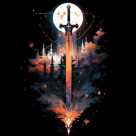 Premium Photo Sword Design Graphic For Tshirt