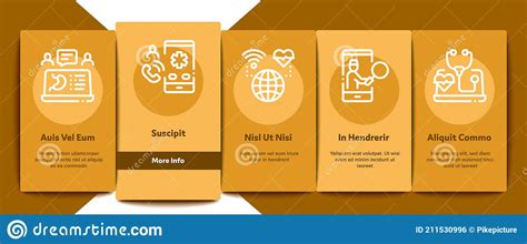 Telemedicine Treatment Onboarding Elements Icons Set Vector Stock Vector Illustration Of Video