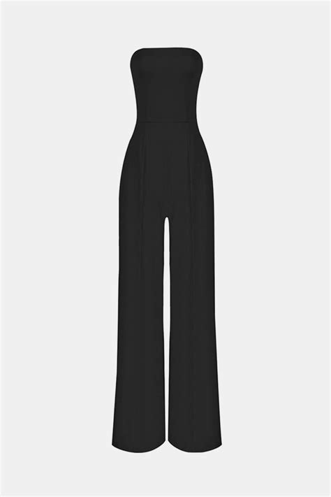 Strapless High Waisted Wide Leg Jumpsuit Black Xs