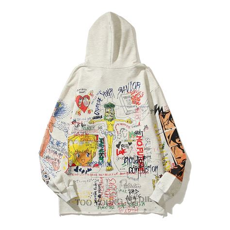 Unisex Saint Graffiti Streetwear Oversized Hoodie