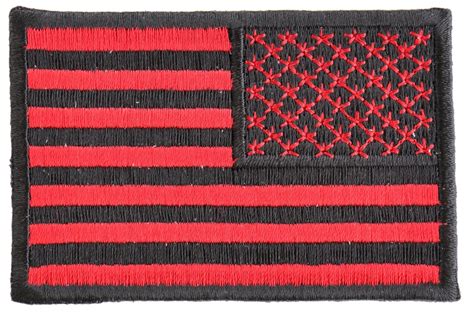 Reversed Red American Flag Embroidered Iron On Patch Embroidered