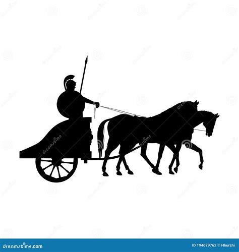 Roman Warrior on an Ancient War Chariot Drawn by Two Horses Stock ...