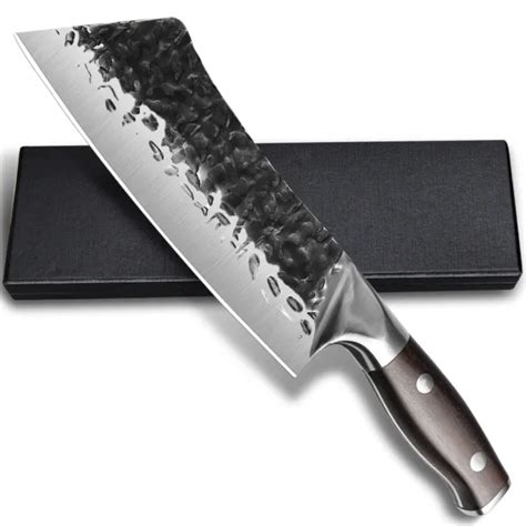 Cleaver Knife Hand Forged Kitchen Knife Hammered High Carbon Steel Chef